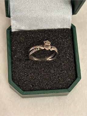 Claddagh Double-Band Ring with Pavé Accents